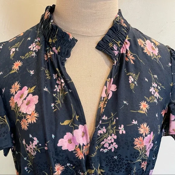 Rebecca Taylor Emilia Floral Silk Mini  Dress Size 8 - Picture 4 of 13